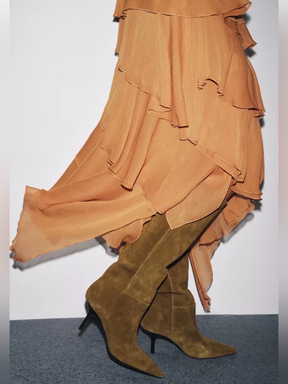 Zara Split Suede Stiletto Heel Boots
